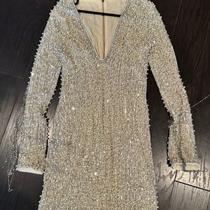 Elegant Silver Sequin Dress